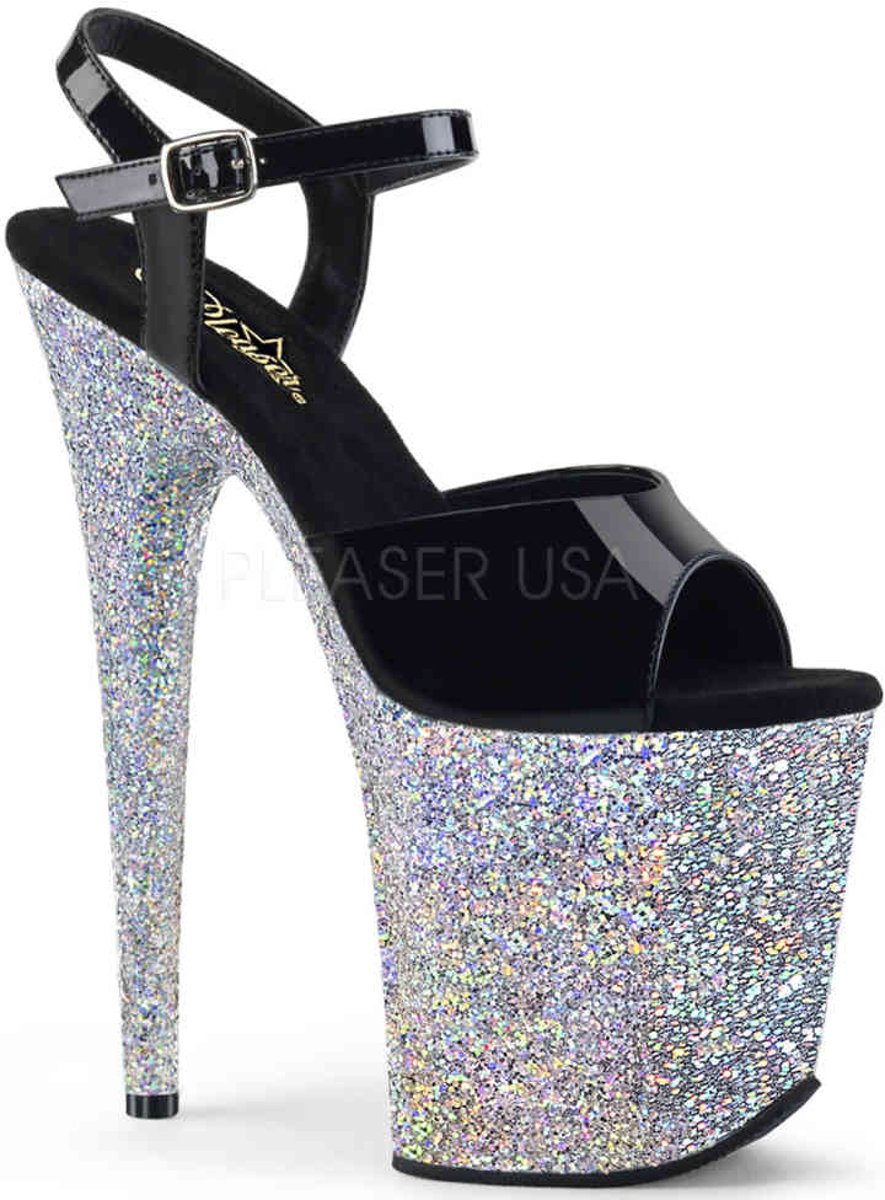 EU 35 = US 5 | FLAMINGO-809LG | 8 Heel, 4 PF Ankle Strap Sandal w/ Glitter Bottom